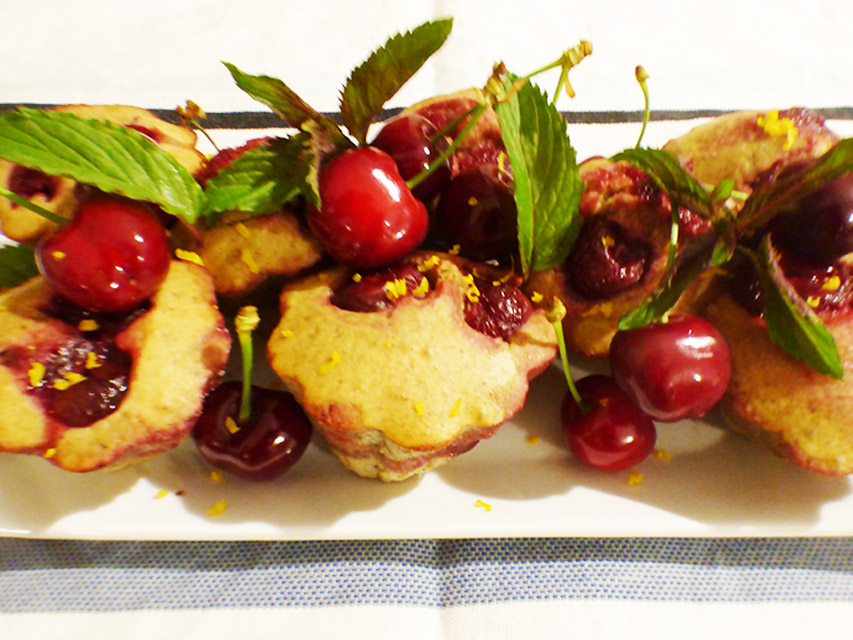 Recette, muffin, cerise