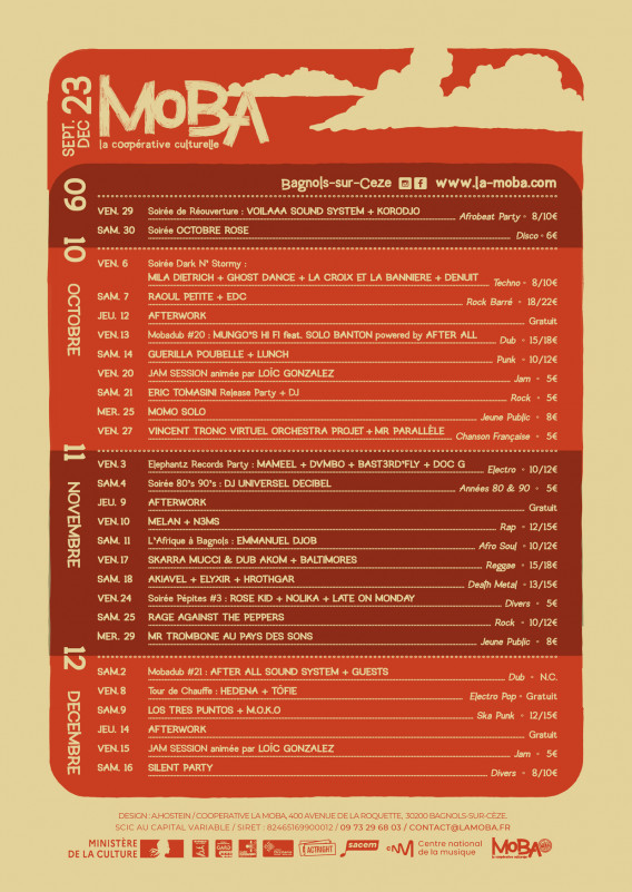 Programme automne hiver 23 à la Moba