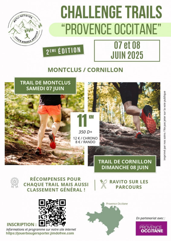 Venez découvrir l’espace Trail Provence Occitane. Entre vignes, garrigues et vallons partez à l’aventure sur nos chemins. Deux journées de trails, deux parcours différents, au cœur de la vallée de la Cèze !