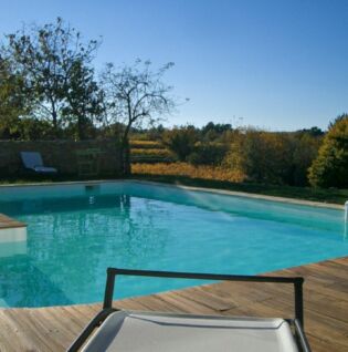 Piscine partagée avec bain de soleil