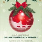 Affiche du marché de Noël de Pont saint esprit, stands et animations au coeur de la Cazerne pépin